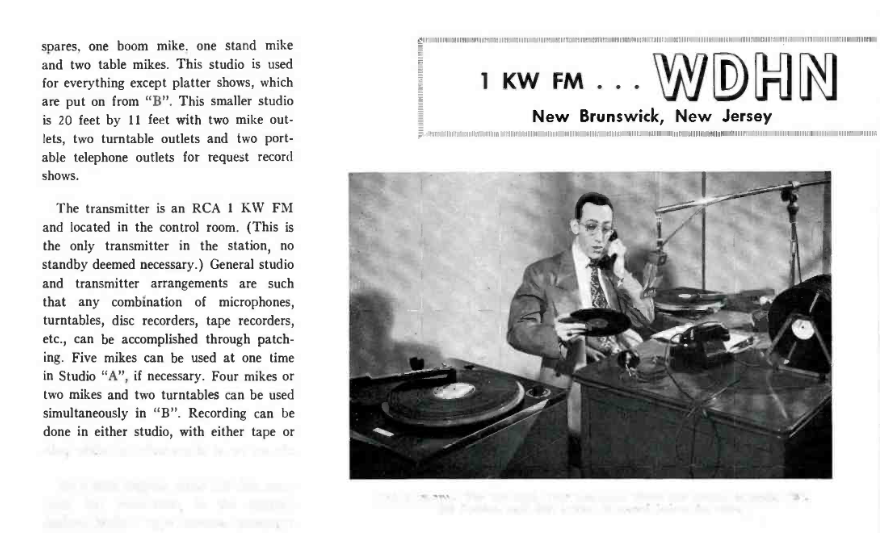 WDHN 93.3 New Brunswick New Jersey - New Brunswick FIRST FM Radio Station<br/>From Broadcasting Magazine 1950