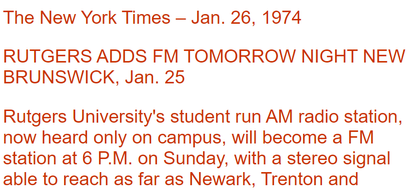 New Brunswick High School Program - Broadcast by WRSU-FM - May 11 1974<br/>This is not last very long....Audio Available Under Sounds