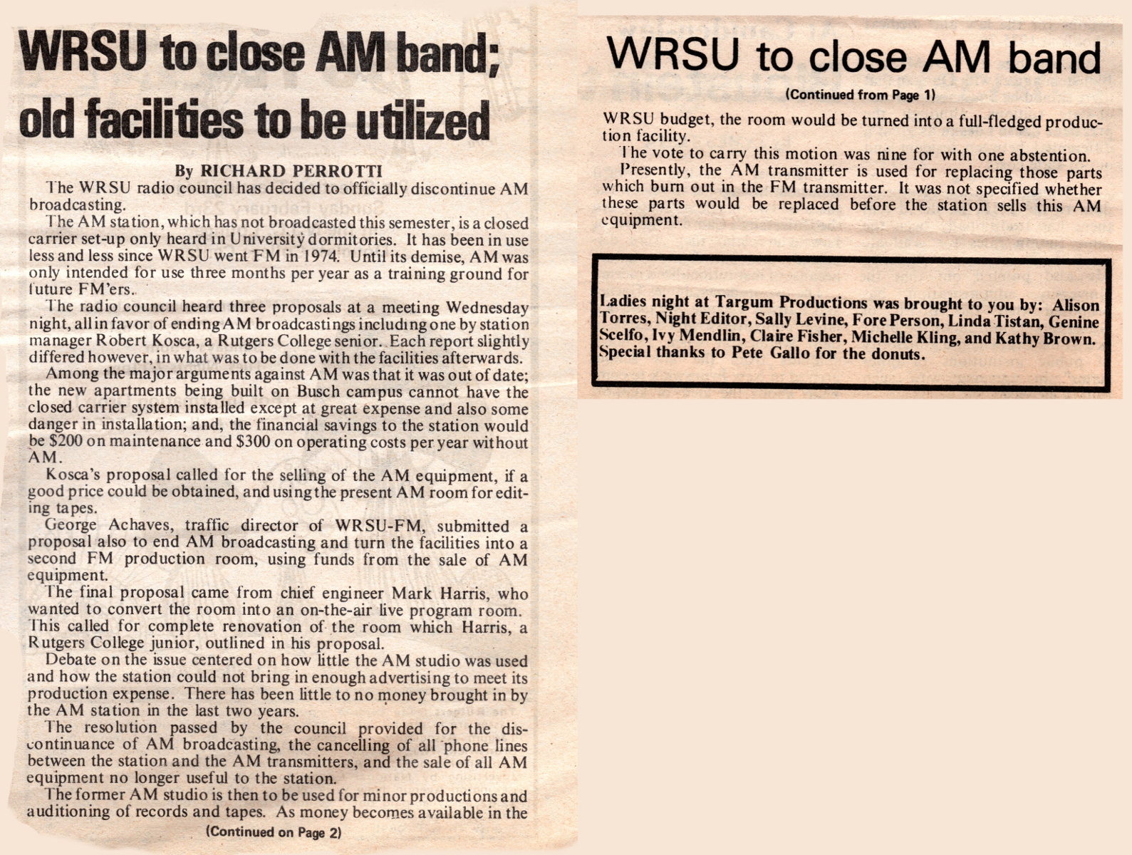 1975 Official Notice - WRSU-AM to Close