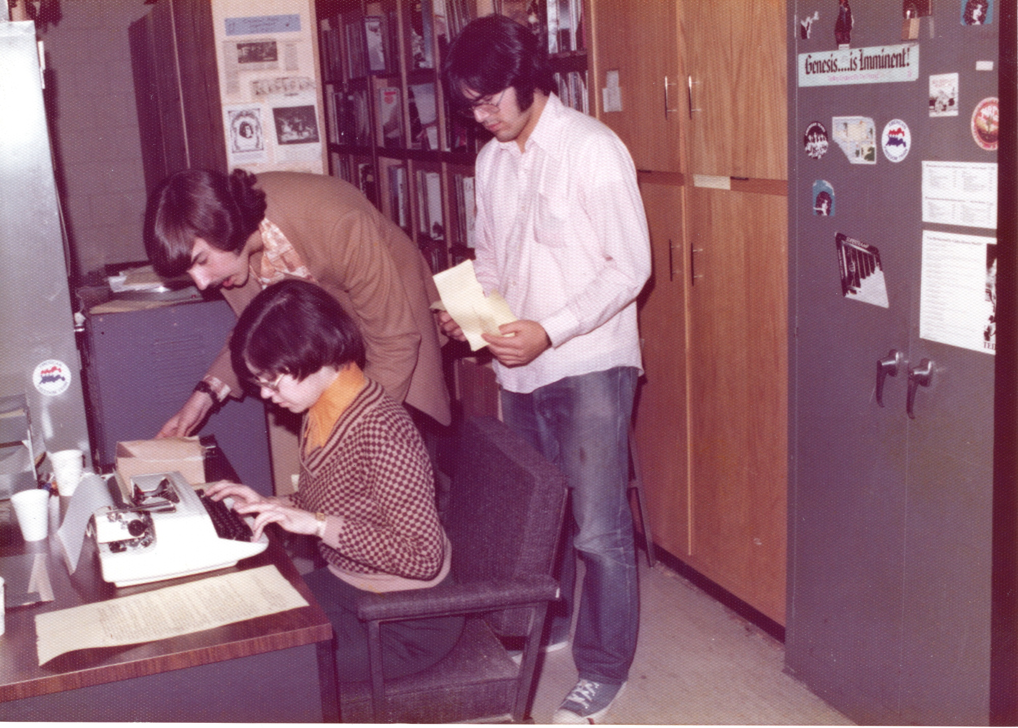 1976 - Helena Tennebaum, Marc Walker, Arnie Kaplan in the Record Library