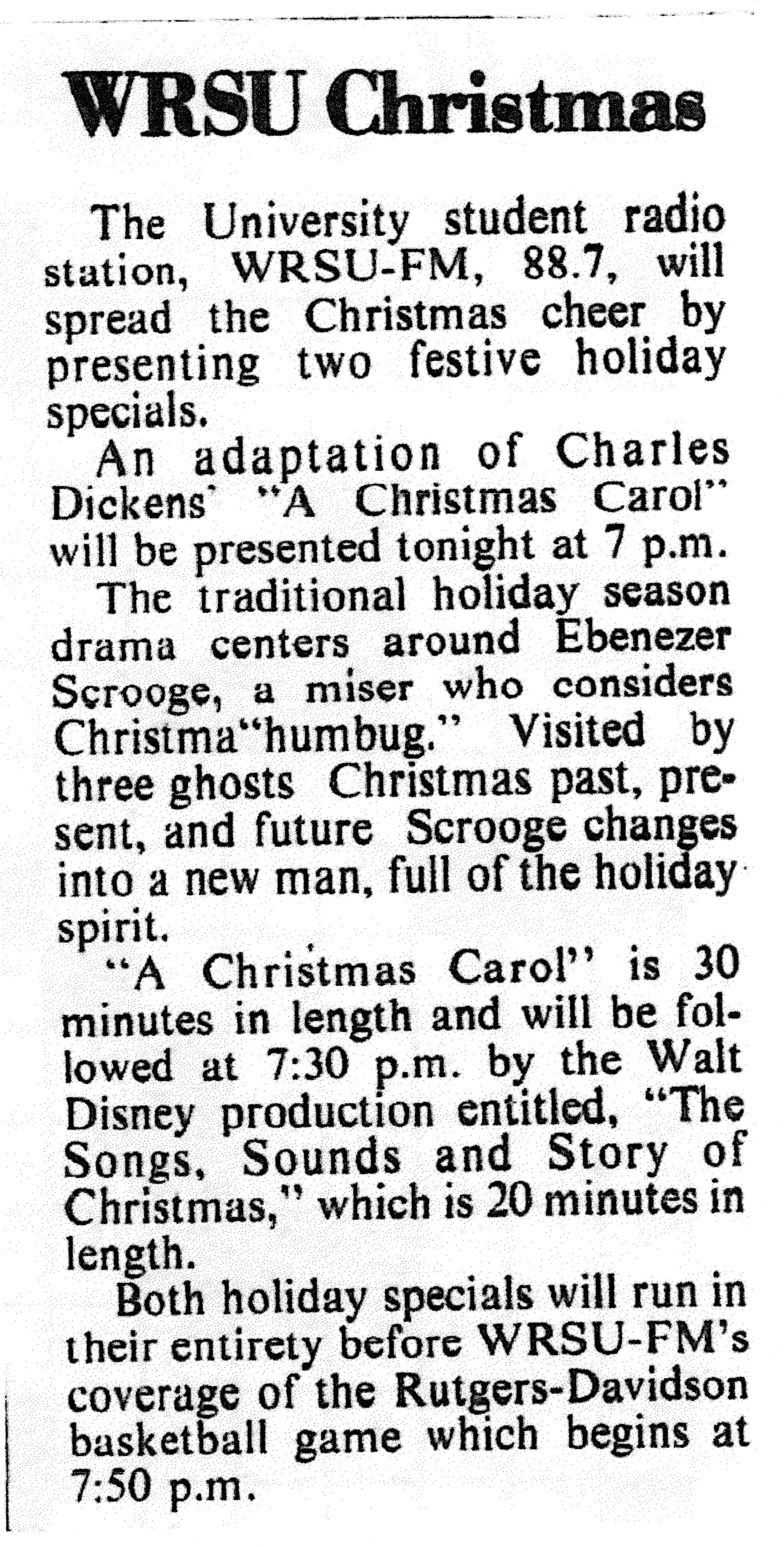 1976 A Christmas Carol on WRSU