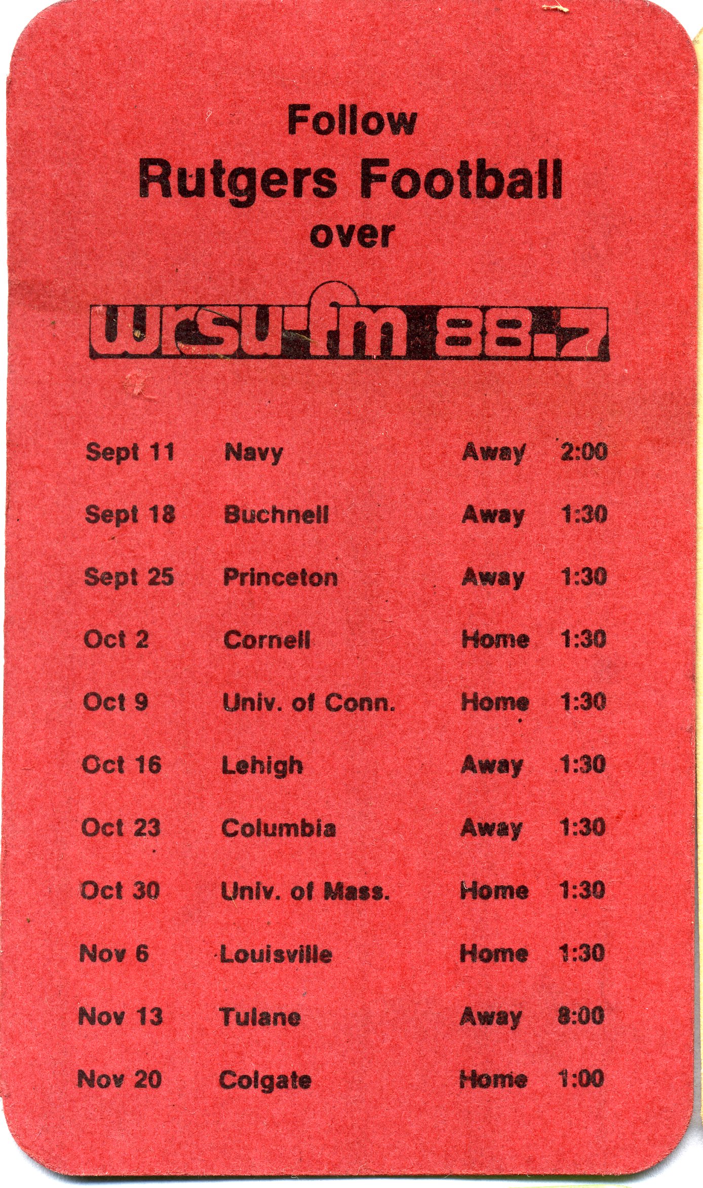 Football Schedule Give Away - Long before the internet