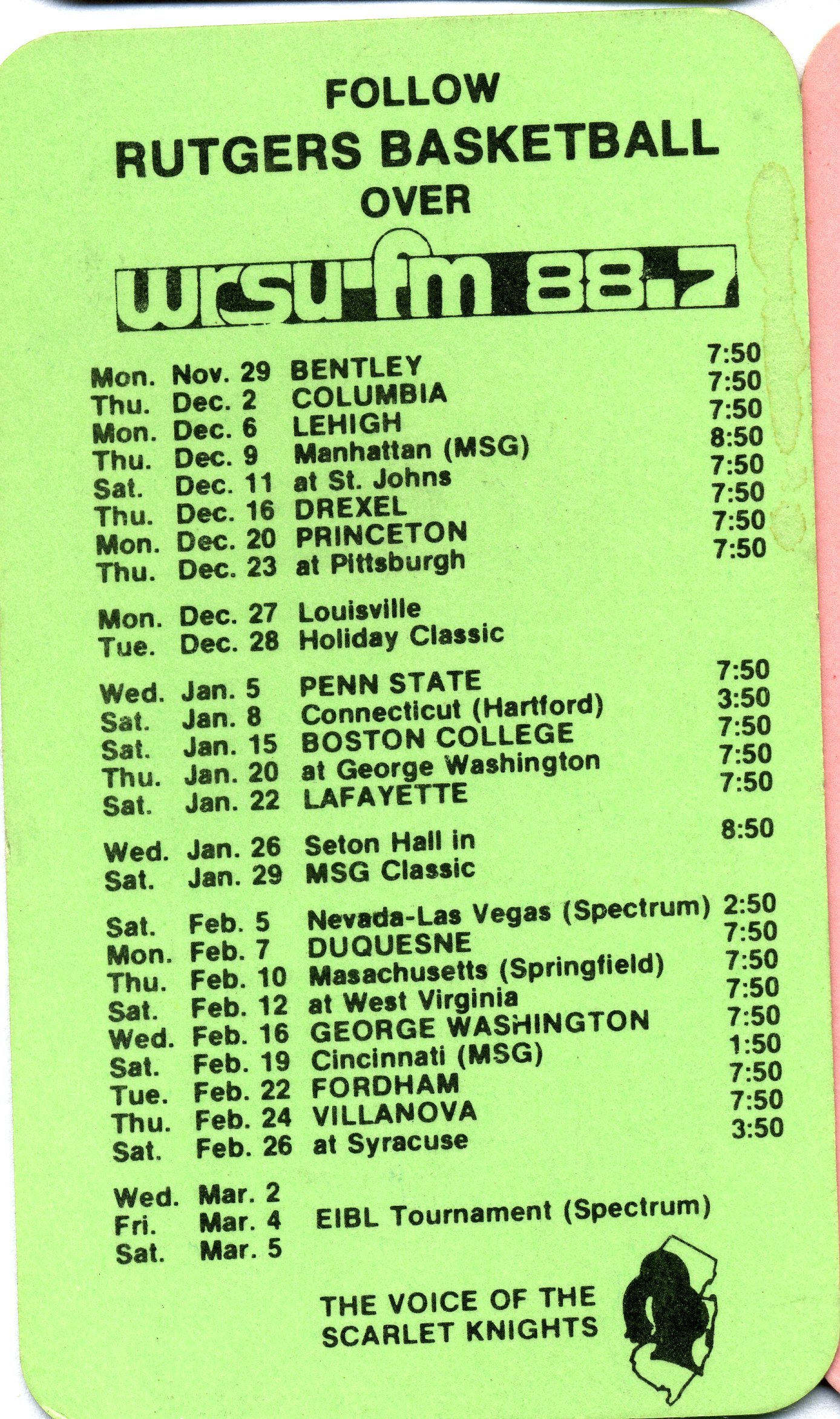 Basketball Schedule Give Away