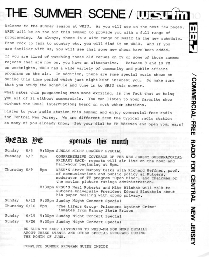 Summer 1977 Program guide - On all summer