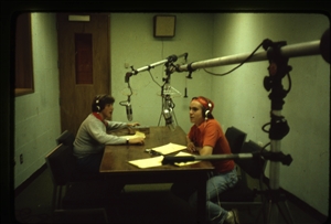 1978 WRSU Orientation Slide Show<br/>Studio A with the Hanging RCA 77DX microphones <br> Slide #45