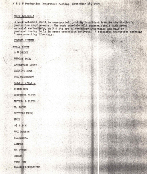 1979: Production - Long list of things to do