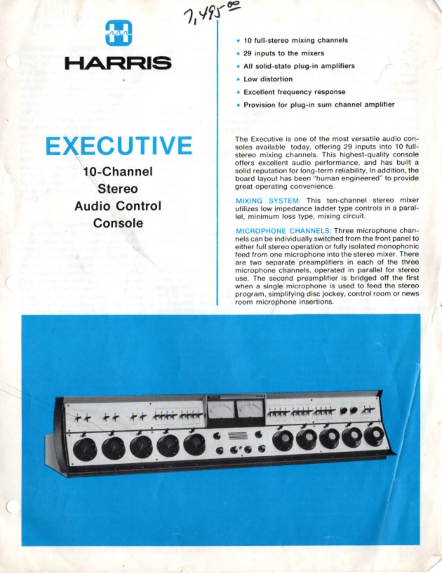 1980 - WRSU got a 'deal' from Harris so WRSU bought a third Executive Console