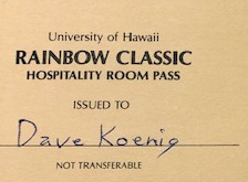 December 28 1980 - Rainbow Classic - Hospitality Pass</br>Donated by Dave Koenig