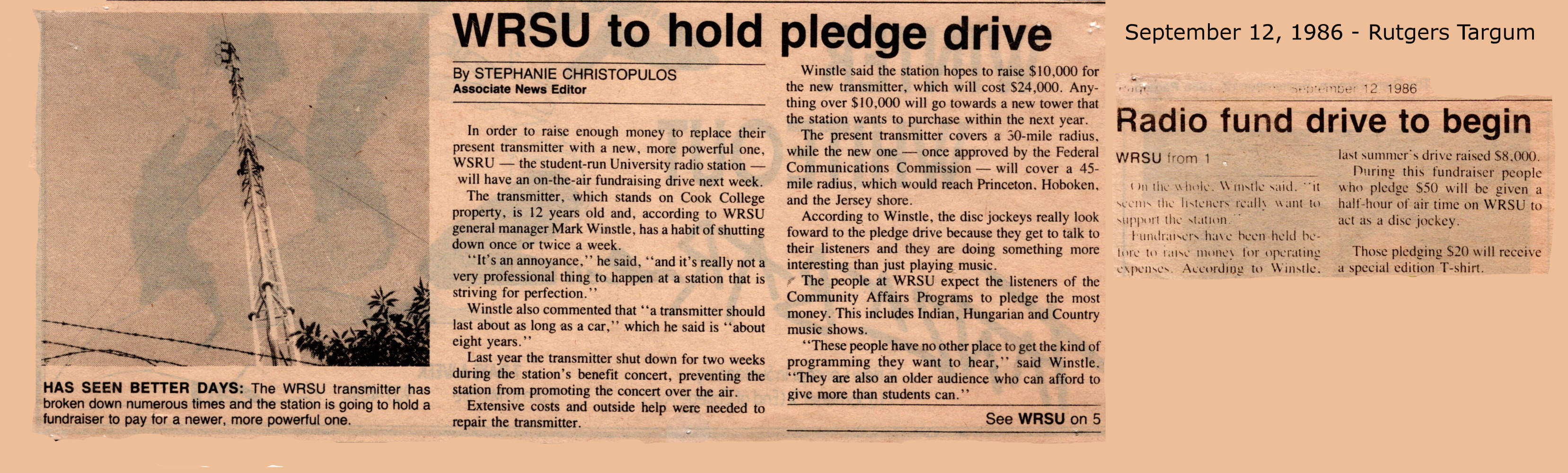 1986 - Pledge Drive for the NEW transmitter - This transmitter served until 2017 - It was taken out working...