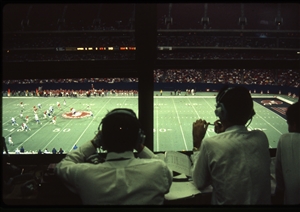 1987 WRSU Orientation Slide Show<br/>Broadcasting the game from Rutgers Stadium<br>Slide #42