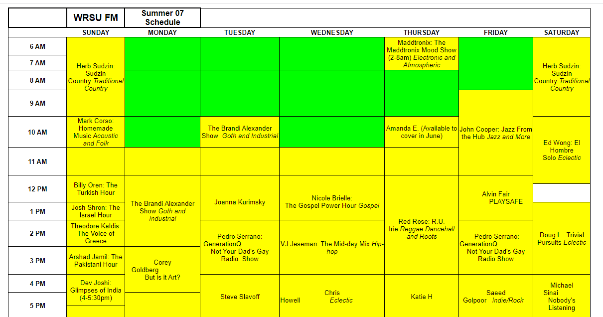 Schedule Worksheet