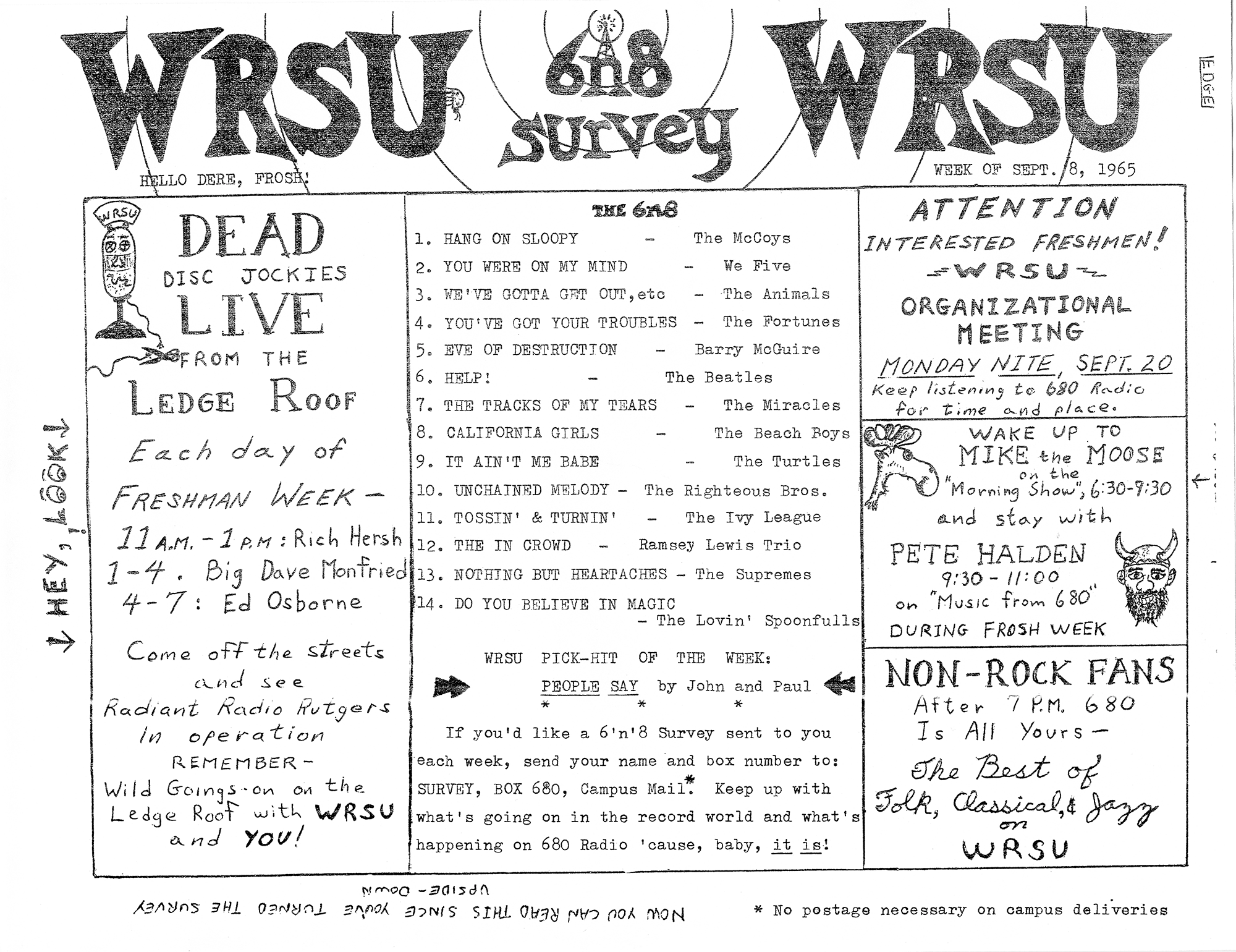 1965 - Flyer Found by Station Staff and Posted in 2021.<br>Many Thanks to the 2021 Staff for remembering Yesterdays Gone By