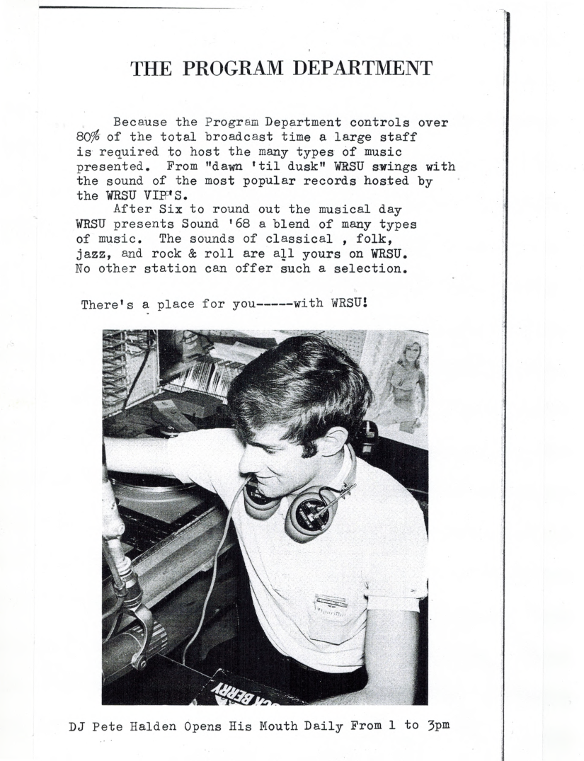 1967 WRSU Welcome Package - Page 5</br>Supplied by Richard Harvey ^74