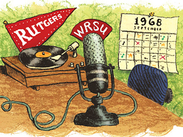 illustration of old record player and mike