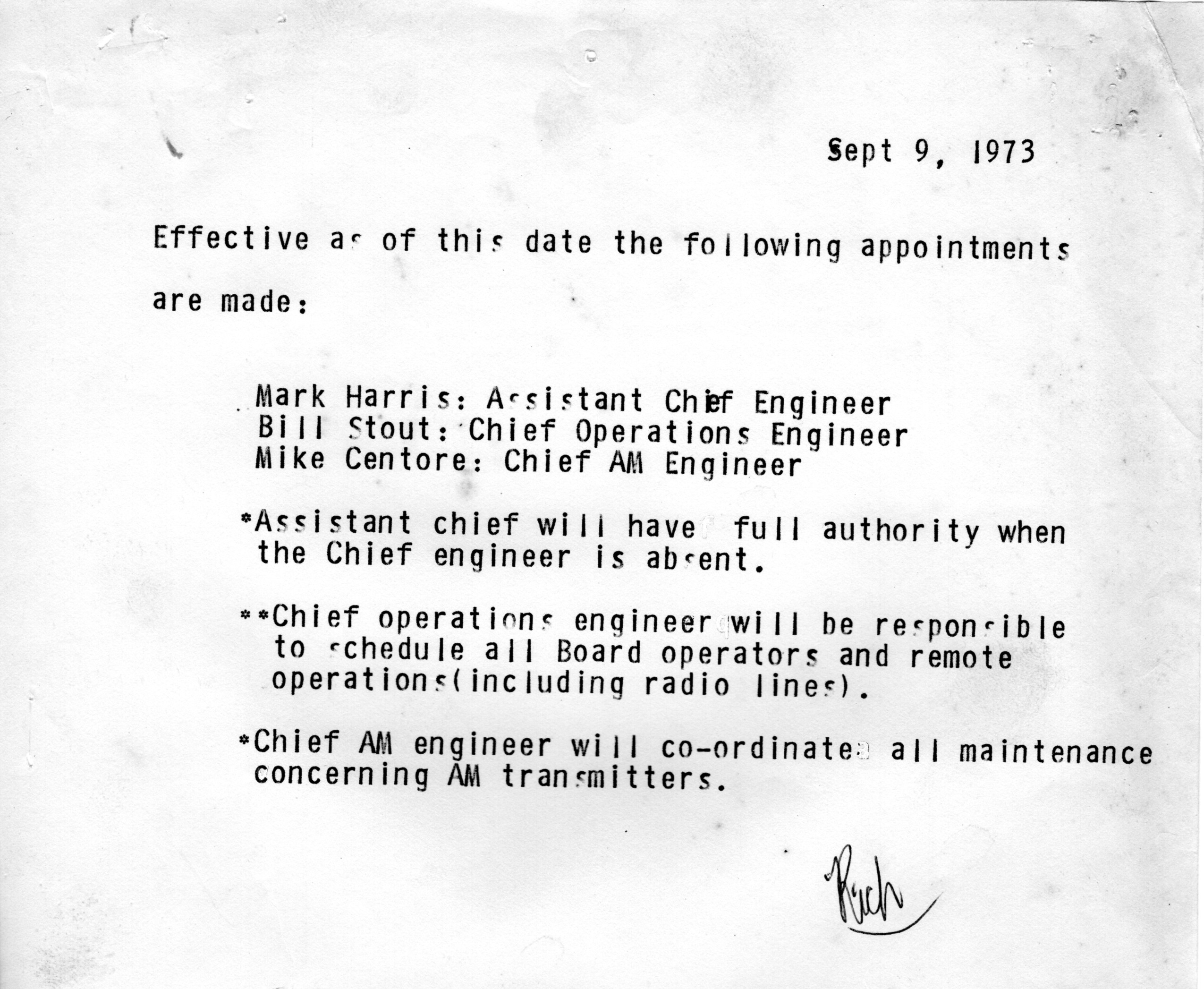 1973 - Official Announcements for the Engineering Department