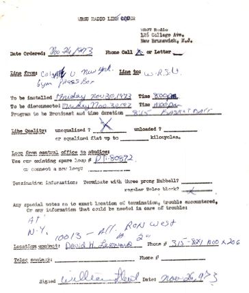 1973 - Ordering Radio Line for various broadcasts. AM or FM, Radio Lines were the only way to do remotes until the 1990s.