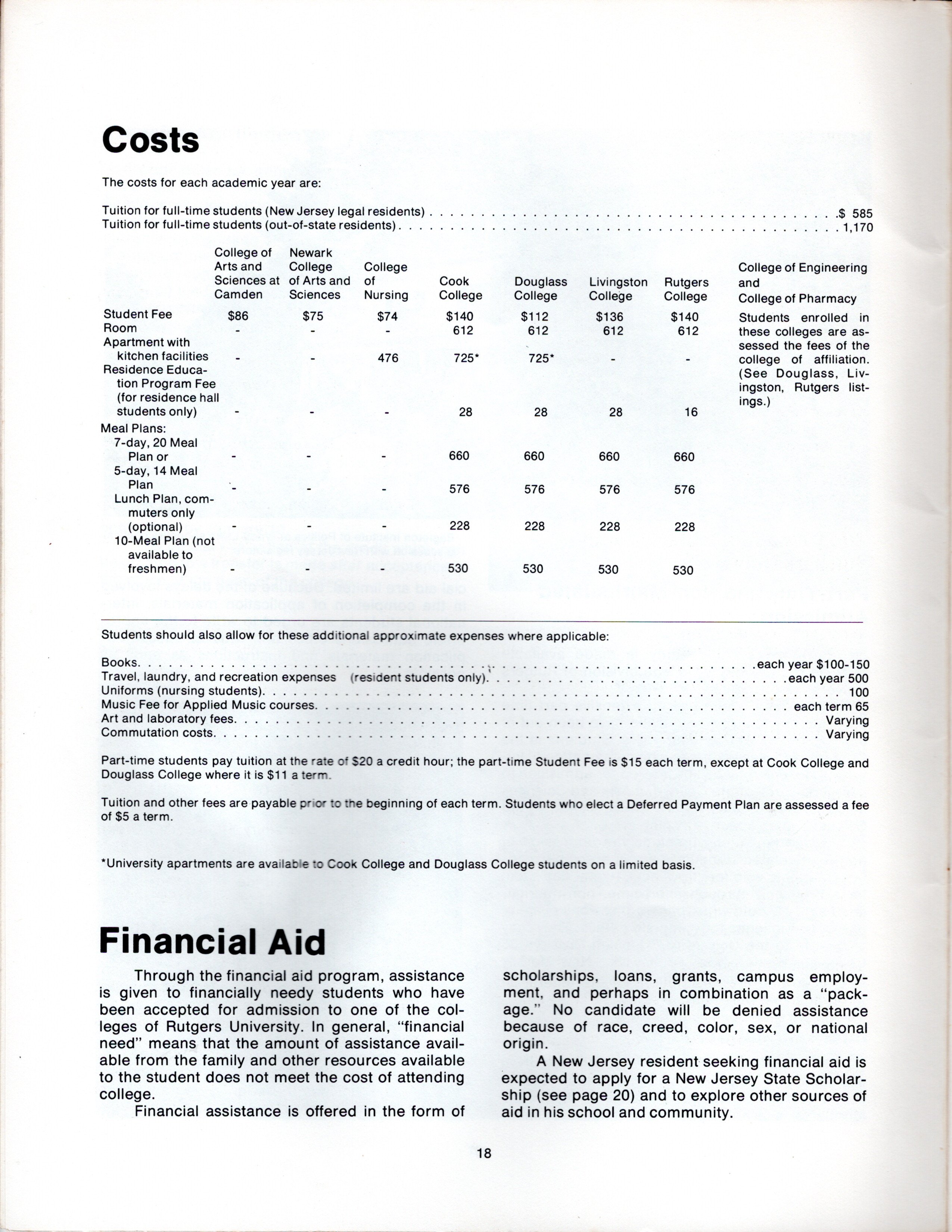 From the Welcome Rutgers Engineering Book. Yes tuition was $585. A very good deal in 1974