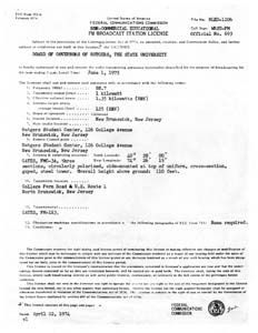 1974 WRSU's First FCC License