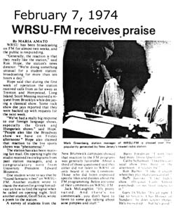 1974 - WRSU FM receives praise