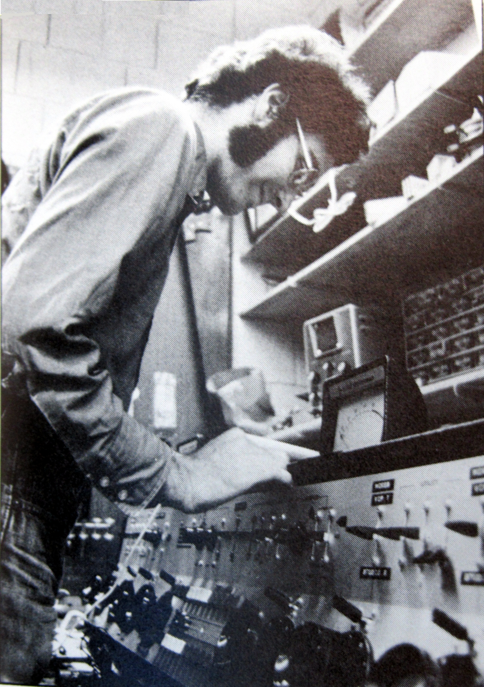 Mark Harris with the Presidential Console, in tech. After this was taken out, it was in storage in the hallway for over Twenty Five years.