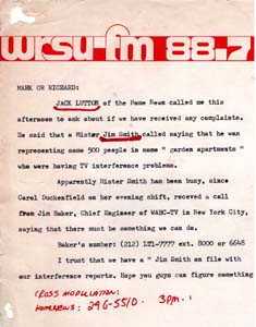 1976 In the Early Days of FM, Interference reports were common. This is one of many. WRSU 88.7 Mhz is very close to Channel 6 Philadelphia.