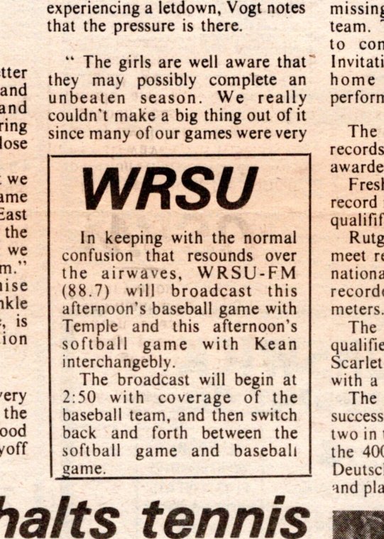 Targum - April 25 1978 <br/>Notice on Sports Page