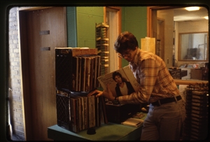 1978 WRSU Orientation Slide Show<br/>Bob Nagengast - What should I play next?<br>Slide #19