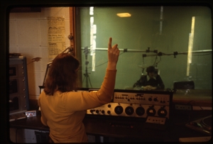 1978 WRSU Orientation Slide Show<br/>Producing a Show in Production - Linda Gold<br>Slide #38