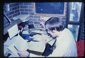 1978 WRSU Orientation Slide Show<br/>Sports Desk <br>Paul Spyahala<br>Slide #46