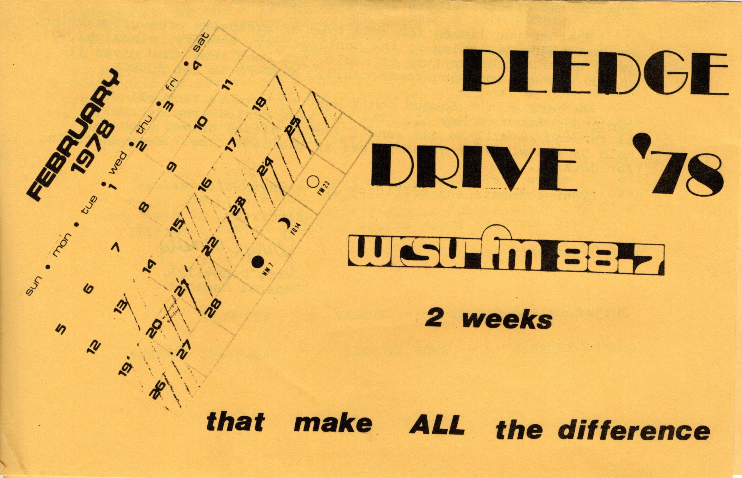 1978 Pledge Drive - WRSU was not funded over the summer and this money paided for Summer operations