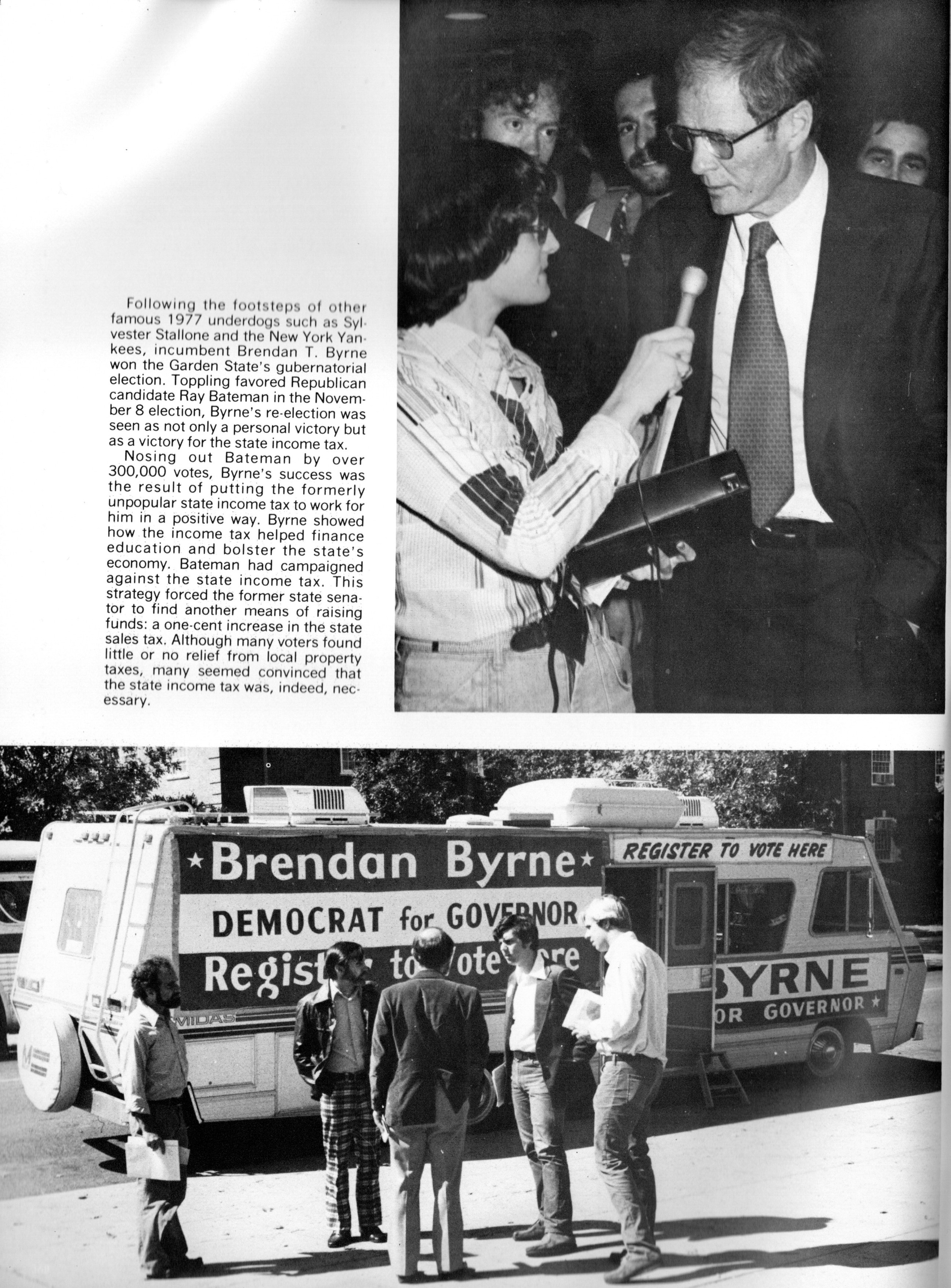 1978 - Governor Brendan Thomas Byrne being interviewed for WRSU