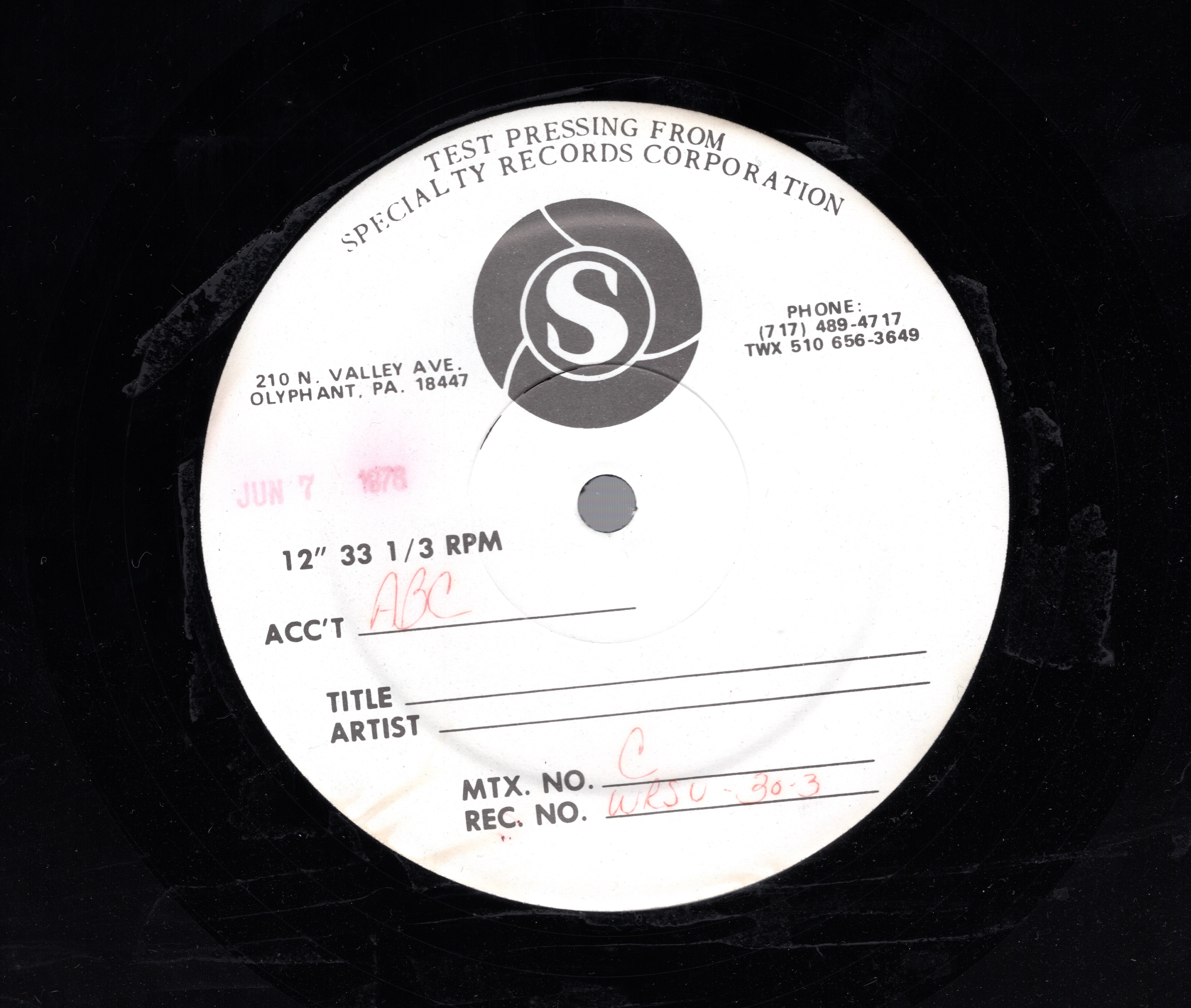 30 Years on the Banks Jacket Cover - Printed by ABC Records - Test Pressing of the Record