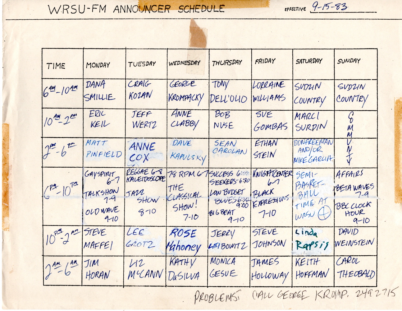 1983 - Fall Schedule