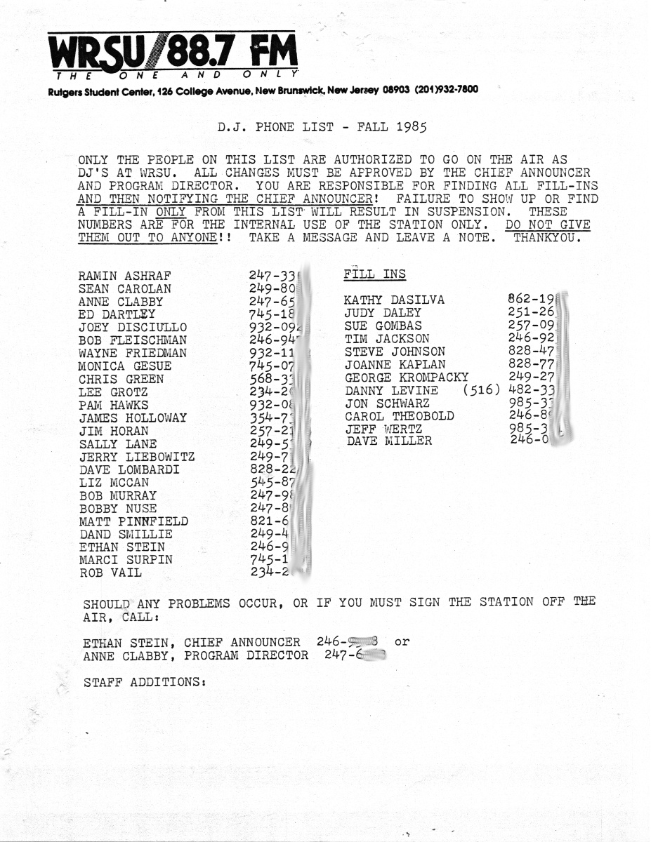 1985 More Phone Lists from the archives of tech.