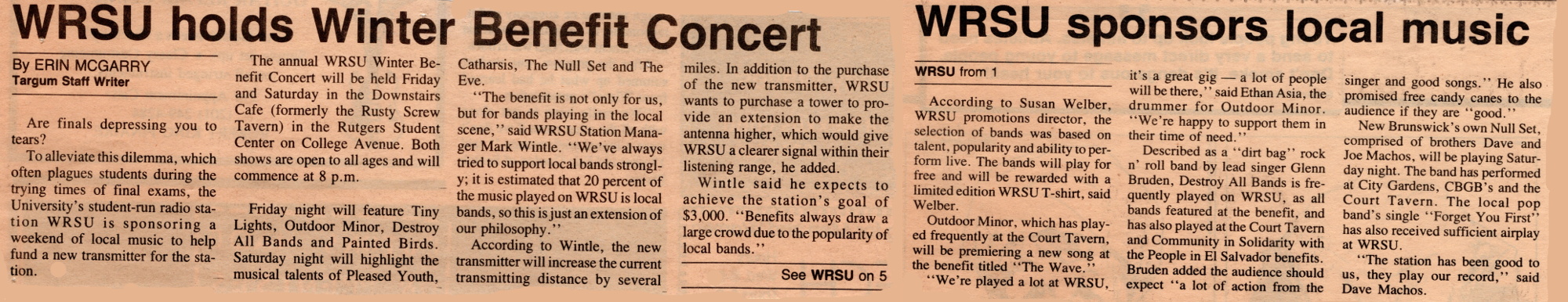 1985 Benefits Concerts - Always in Need of Money....