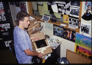 1987 WRSU Orientation Slide Show<br/>Opening New Music in Studio A<br>Slide #22