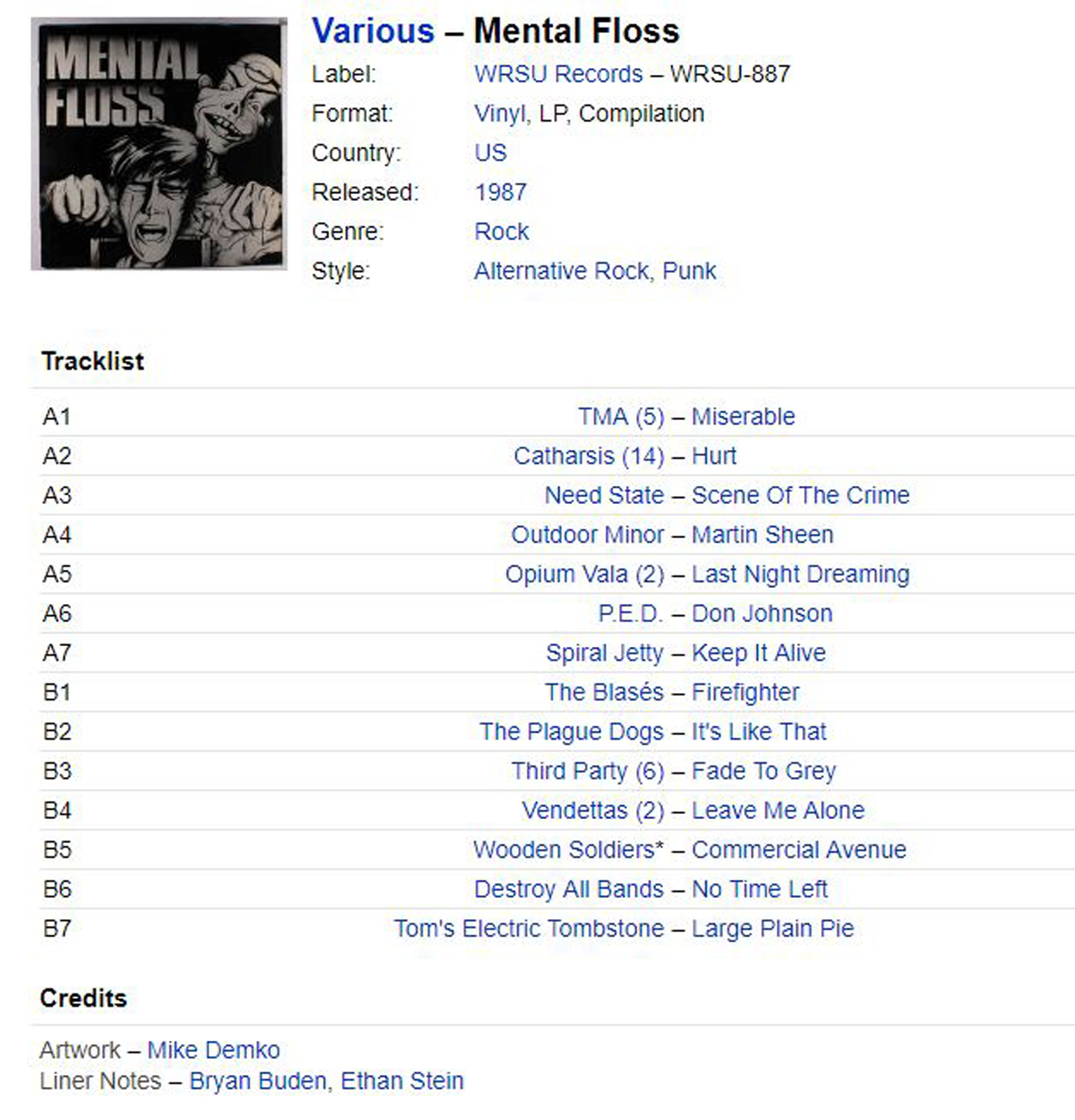 1987 - Mental Floss Track List