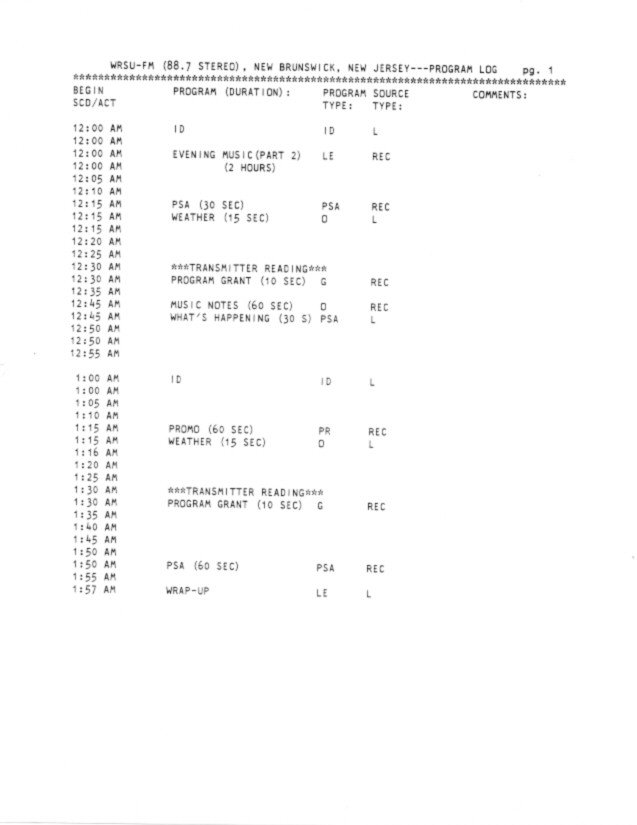 1987 - Program Log - When radio stations needed to log everything...