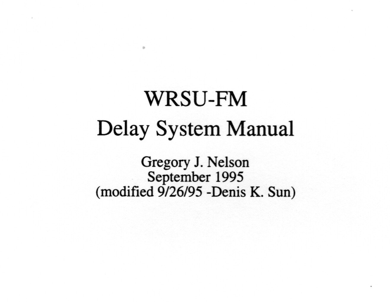1995 Delay Instructions - After the Delay Rebuild