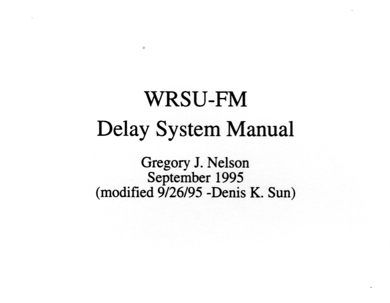 1995 Delay Instructions - After the Delay Rebuild