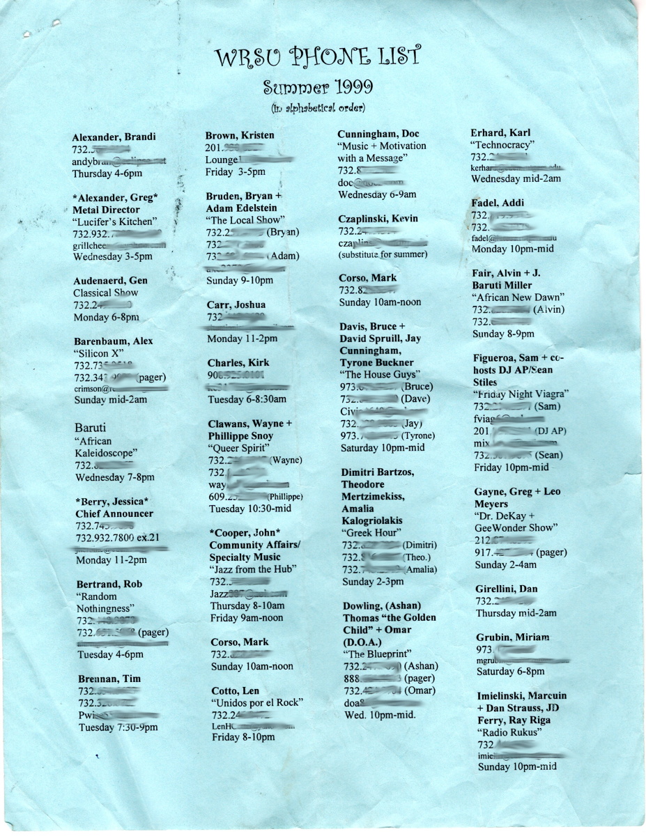 1999 Phone List 1