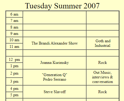 Tuesday Summer 2007