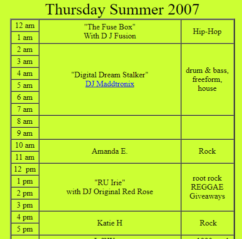 Thursday Summer 2007
