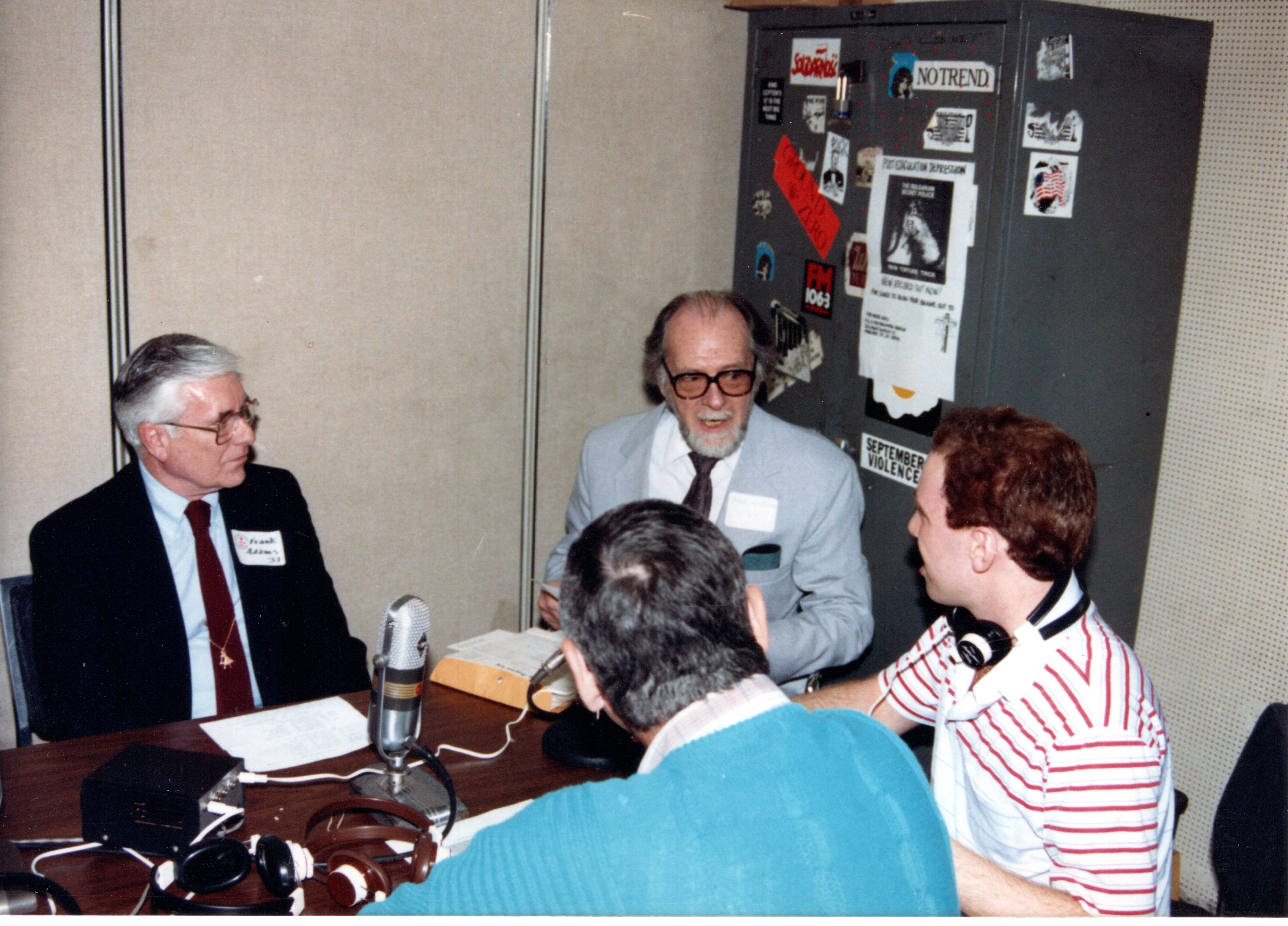 1988 40 Years WRSU Reunion  Frank Adams 51, WRSU Founder and First GM Charles Brookwell 49(Grey Suit)